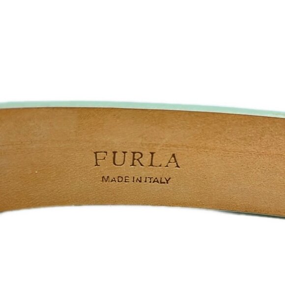 Auth FURLA - Light Green Silver Leather Hardware Belt main image 4